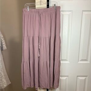 Blush pink maxi skirt with front tie size XL